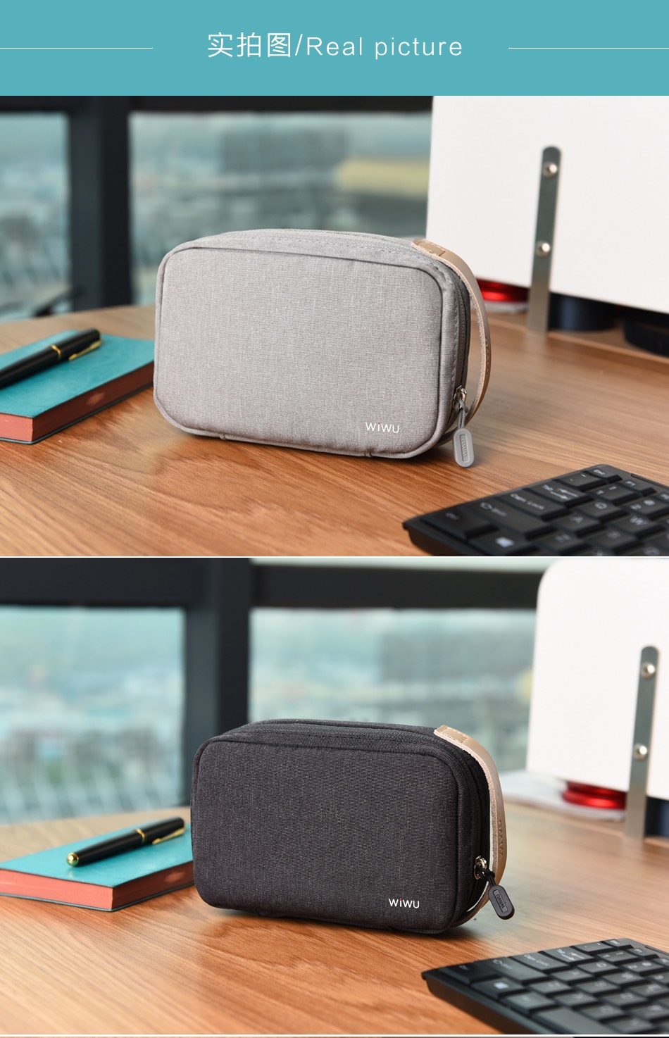  Túi Wiwu Cozy Storage Bag 8.2 inch để phụ kiện có các ngăn để chuột, củ sạc, đồng hồ ..... làm bằng vải chống nước - Hàng chính hãng