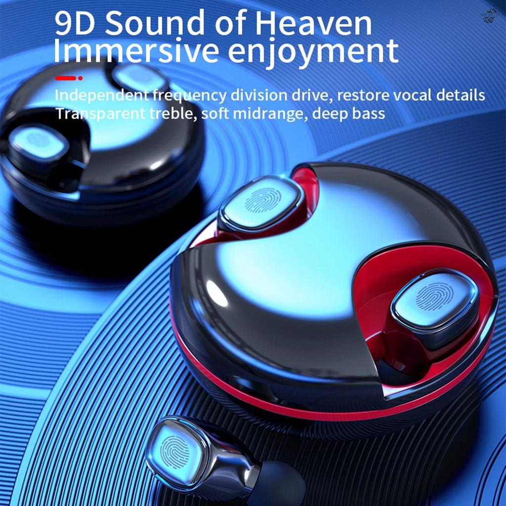 BT 5.0 Headphones True Wireless Earphone Sports Headset Noise Cancelling Touch Control IPX7 Waterproof Invisible Earbuds with LED Digital Display Charging Case