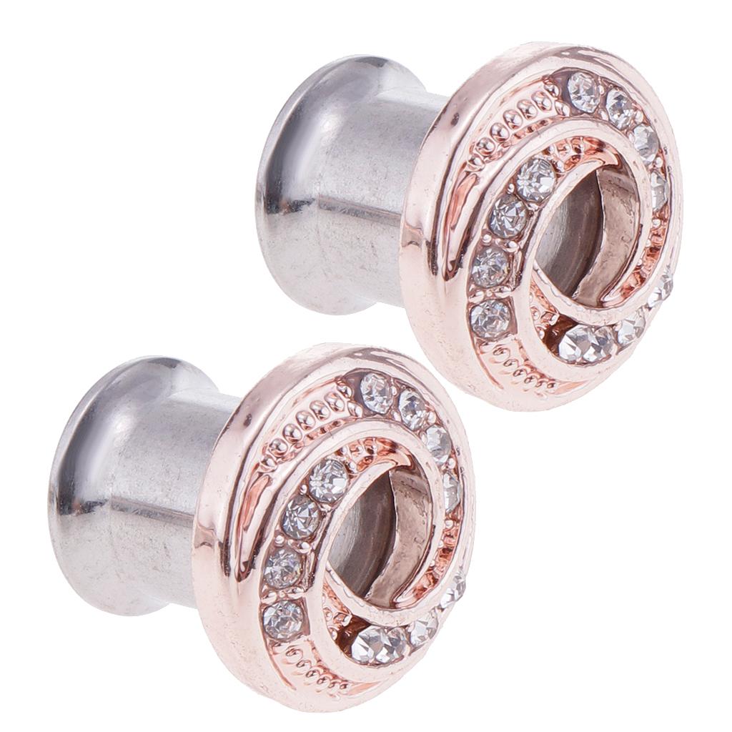 Stainless Piercing Round Ear Expanders Rose Gold Ear Piercing Jewelry  6mm