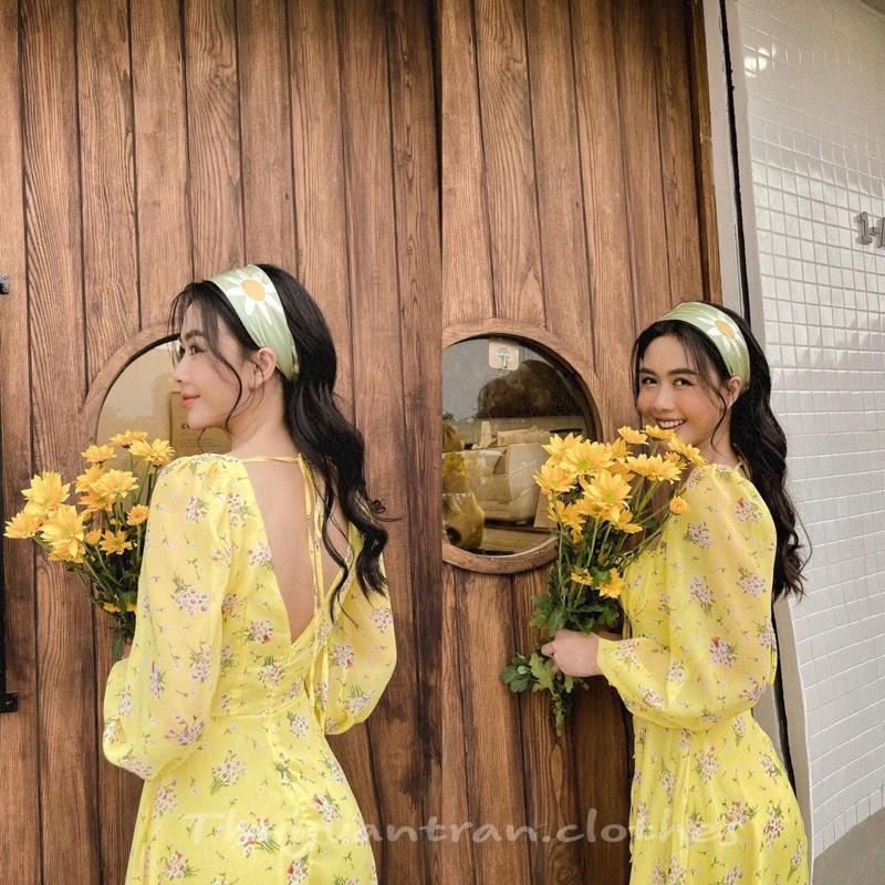 (LOẠI 1 HAI LỚP) VÁY MAXI HOA NHÍ BÁNH BÈO CỔ VUÔNG MÀU SẮC TƯƠI SÁNG SIÊU XINH