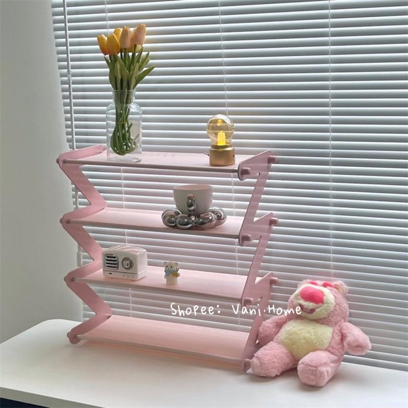 Kệ để giày dép thông minh màu pastel 4 tầng chữ Z - Kệ đựng đồ đa năng, decor phòng, để sách báo, túi xách, gấu bông
