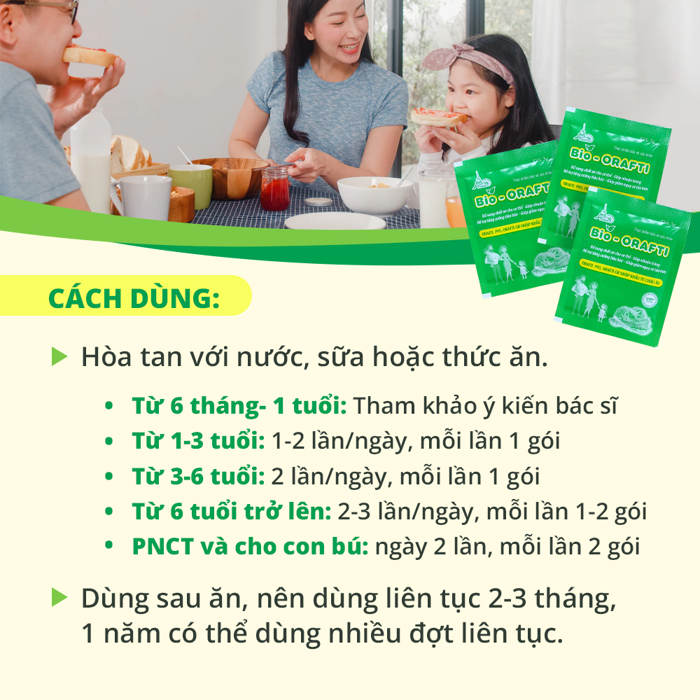 Gói Uống Bổ Sung Chất Xơ Giúp Giảm Táo Bón BIO- ORAFTI ( hộp 20 gói )