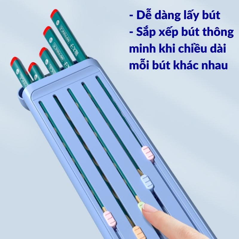 Hộp Bút Chì Thông Minh Gọn Nhẹ Siêu Bền Có 5 Bút Chì Thước Kẻ Và Cục Tẩy 2B Sandrine HB-02 - Hàng Chính Hãng