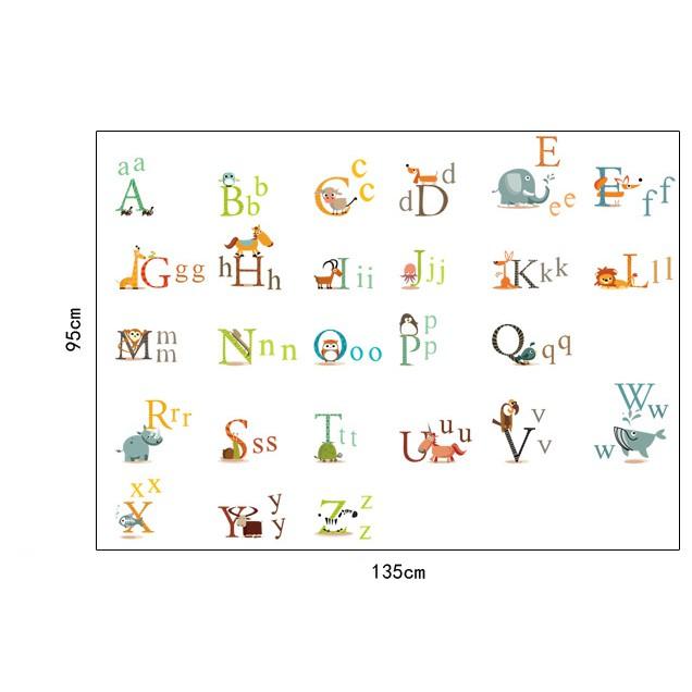 Decal trang trí Bảng Chữ Cái hình Thú Tinh nghịch cho Trẻ