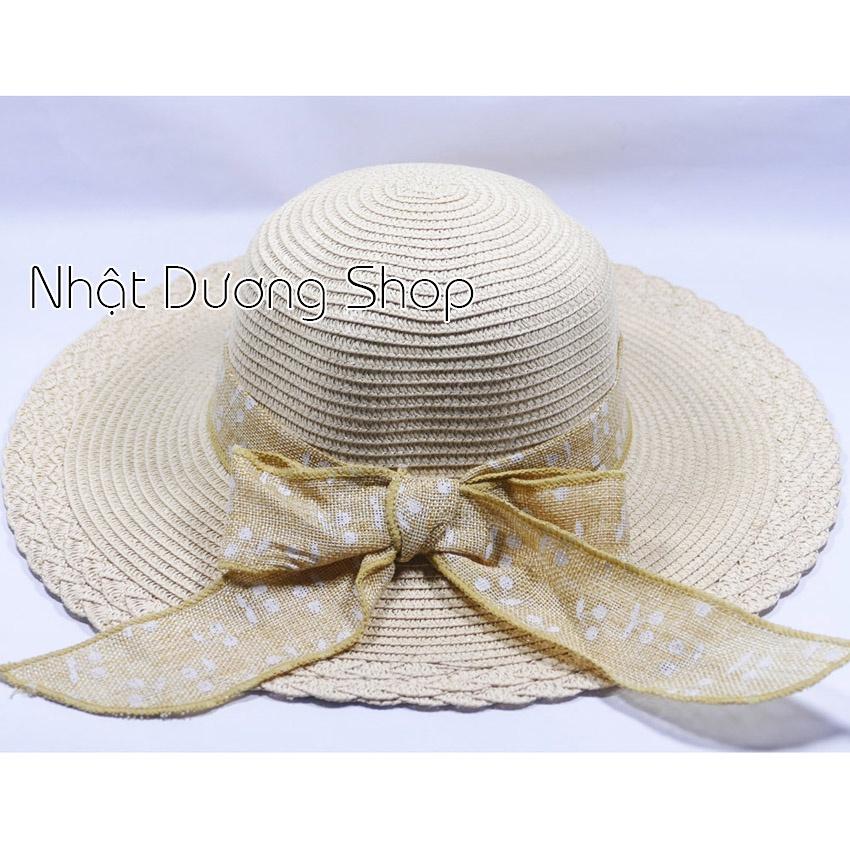 Mũ cói NƠ TO vành rộng 9cm, vòng đầu 57 cm - chất liệu vải cói đẹp thích hợp cho chị em phụ nữ