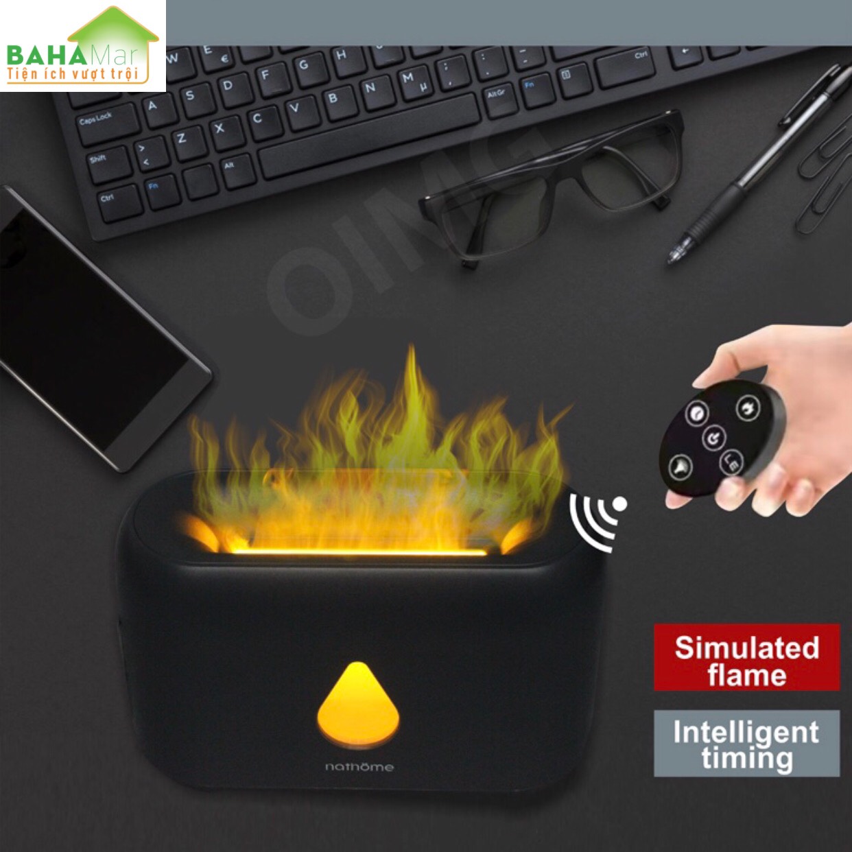MÁY PHUN SƯƠNG TẠO ẨM MÔ PHỎNG NGỌN LỬA 3D ĐÈN LED - KHUẾCH TÁN TINH DẦU "BAHAMAR"