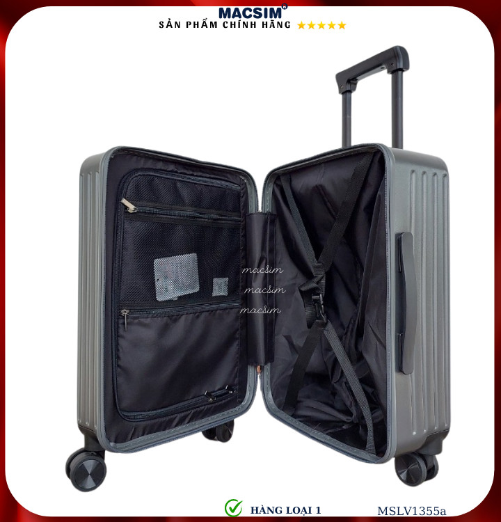 Vali cao cấp Macsim SMLV1355a cỡ 20 inch, 26 inch màu WHITE,  GRAY, BLACK - Hàng loại 1