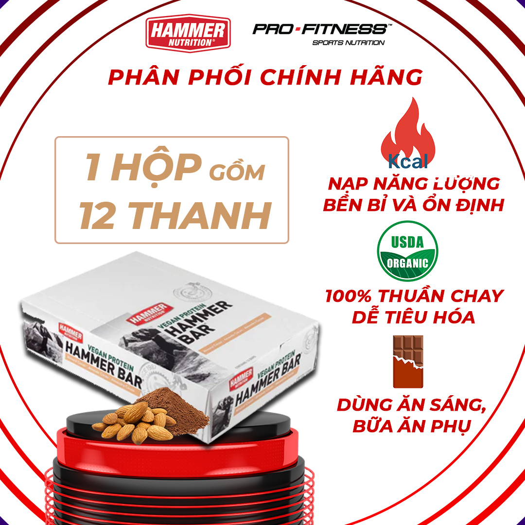 Hộp 12 Bánh Protein Dành Cho Người Ăn Chay Hammer Vegan Protein Bar