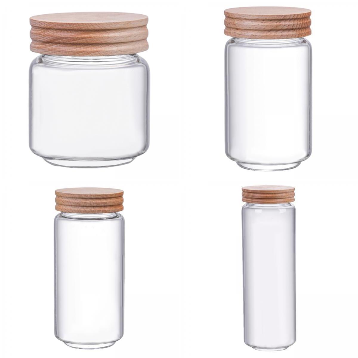4x Glass Storage Jar Canisters Canister Decorative Cookies Cereal Sugar Rice