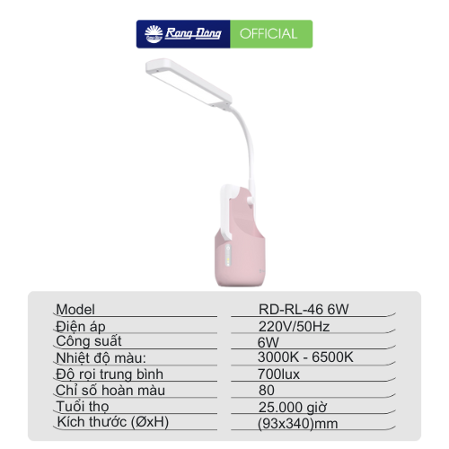 Đèn bàn, đèn học cảm ứng bảo vệ thị lực RD-RL-46, phong cách sáng tạo kết hợp hình voi và chim, cảm ứng trên thân đèn, đổi màu ánh sáng, tăng giảm cường độ sáng