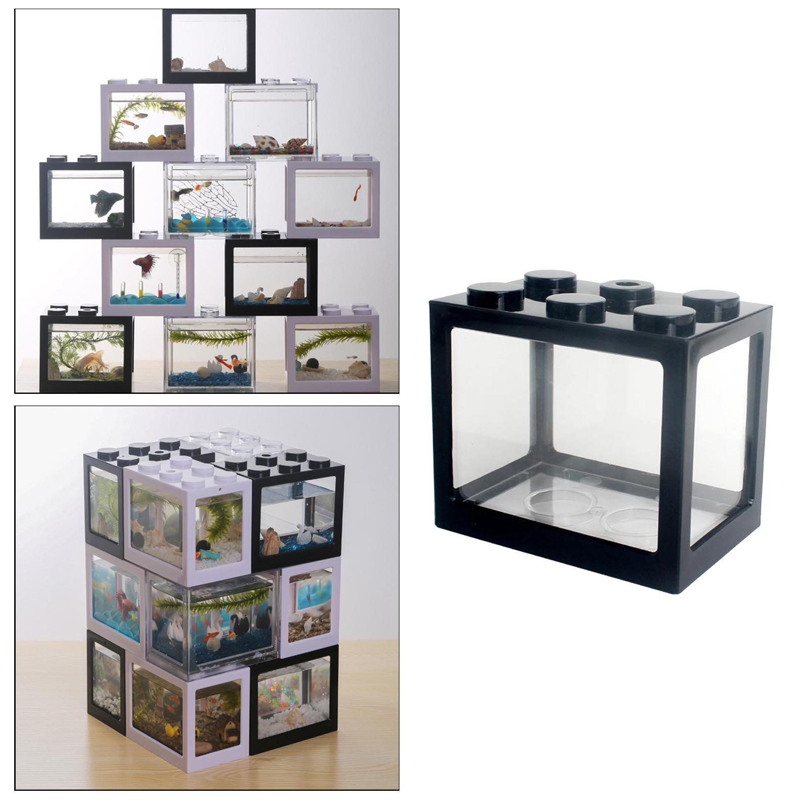 2 Pieces Aquarium Fish Tank Mini Building Blocks Spider Box Home Decor black