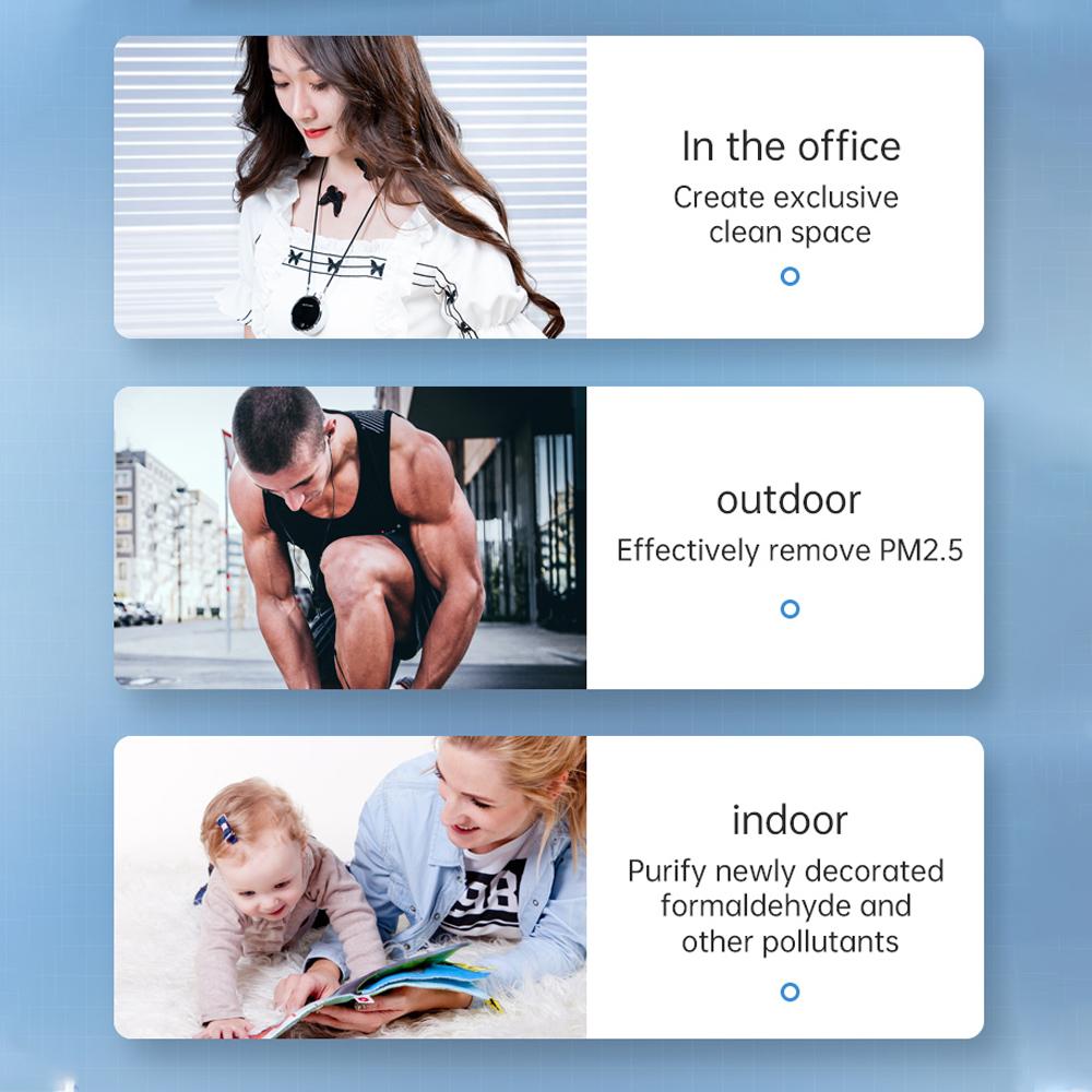 USB Portable Wearable Air Purifier Mini Air Necklace Air Freshener Necklace