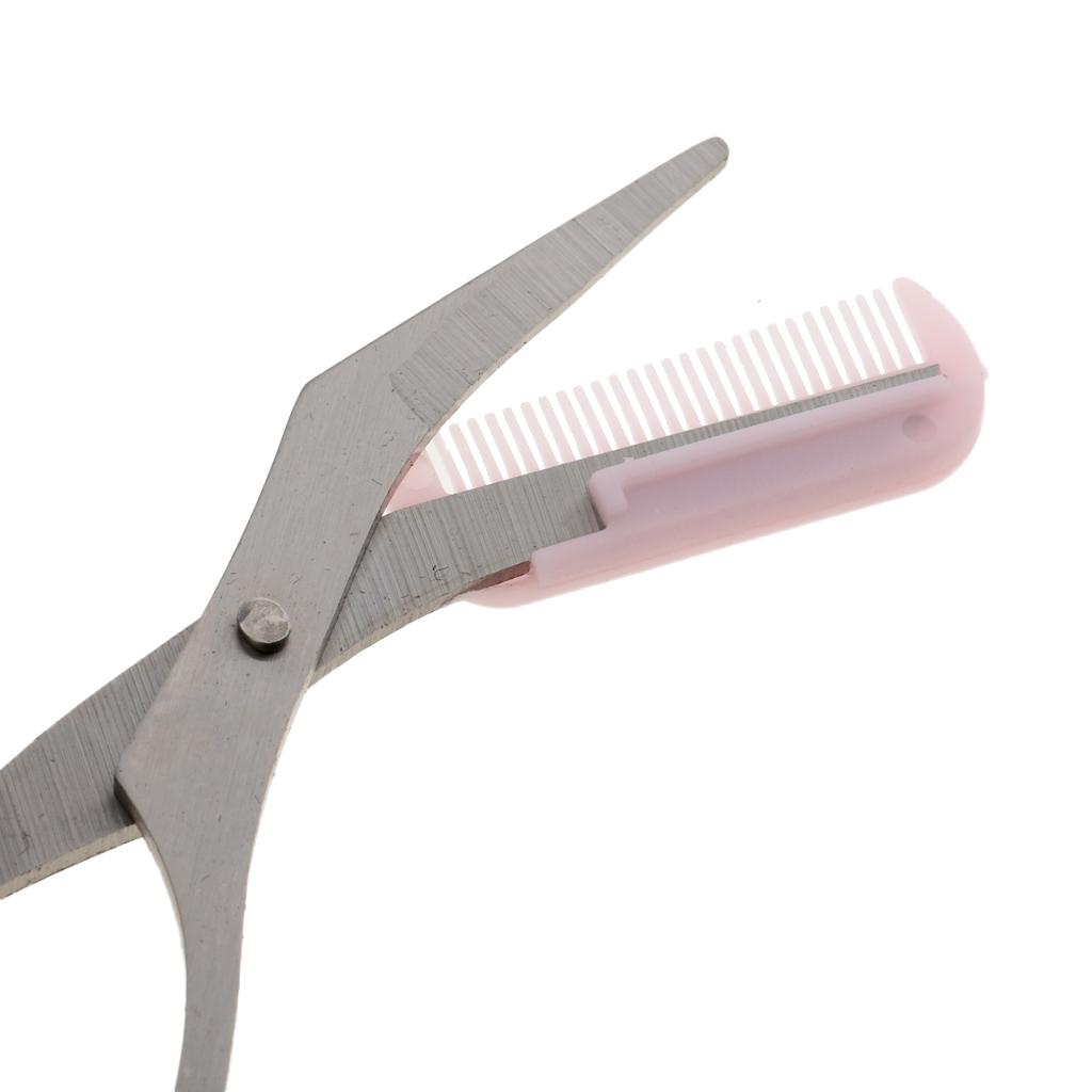 2 Pieces Women Makeup Eyelash Eyebrow Trimmer Scissors Hair Remover With Comb