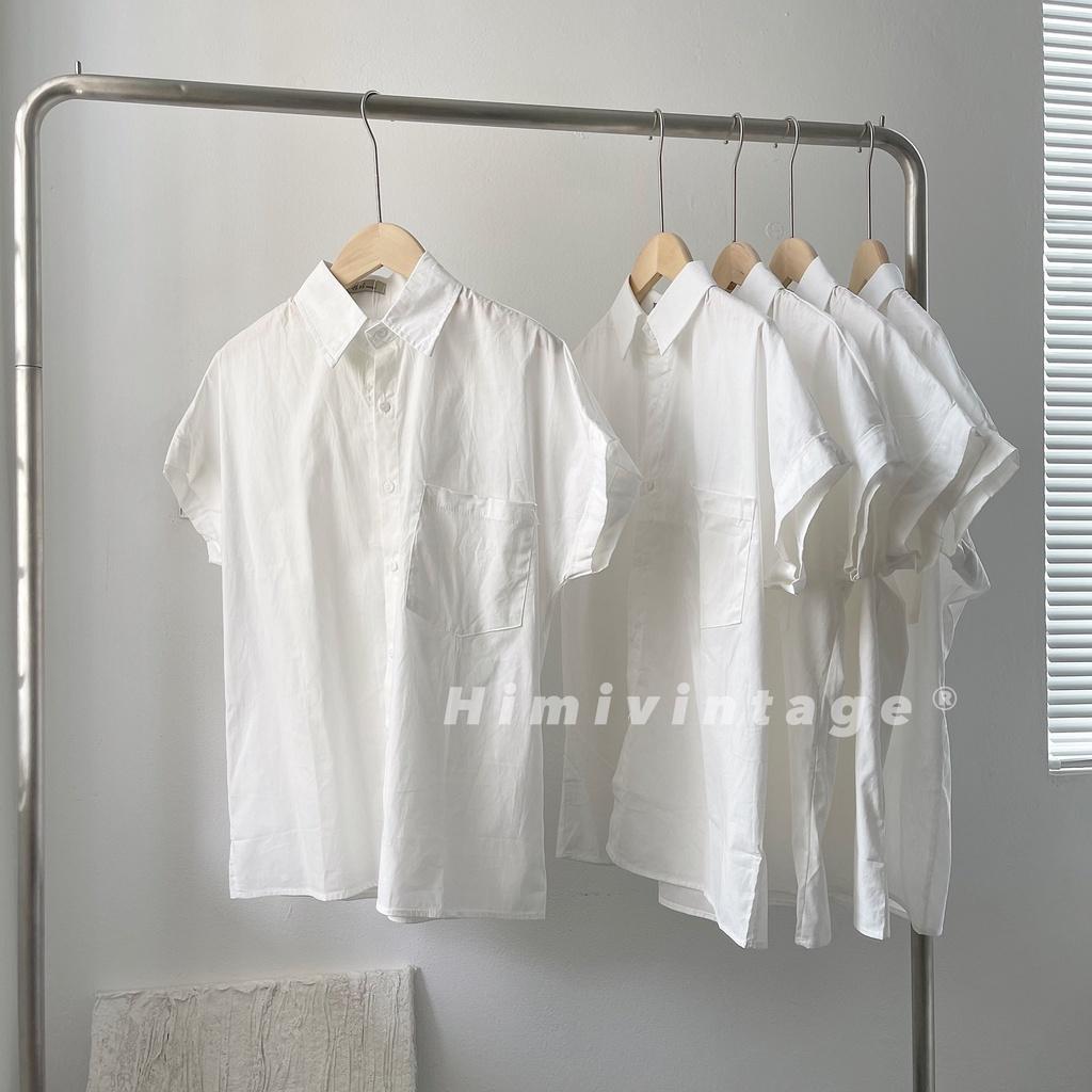 Áo sơ mi trắng tay gập Hàn Quốc
