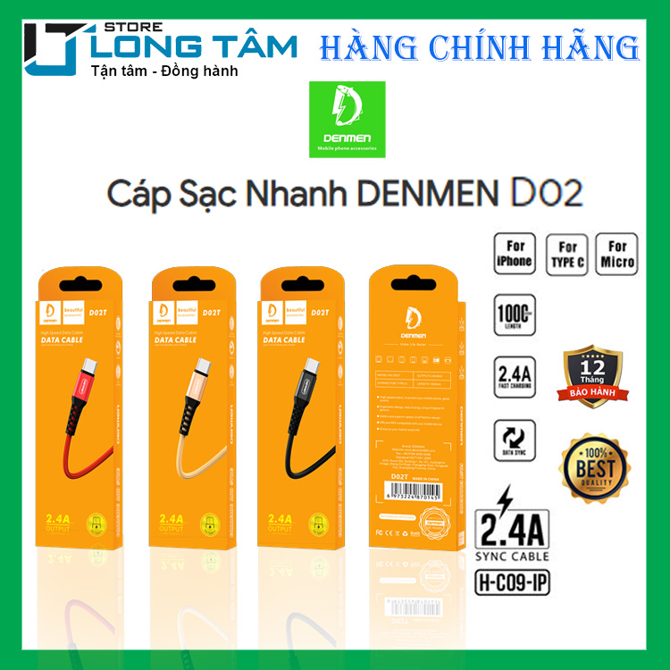 Cáp Sạc Denmen D02 -Hàng chính hãng