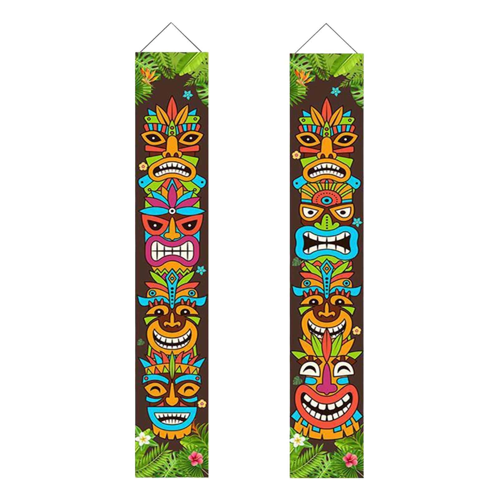 2 Pieces  Banner Tropical Door Porch Banner Carnival Door Banner Sign for Shop Decoration Parade Car Backyard Room Decoration