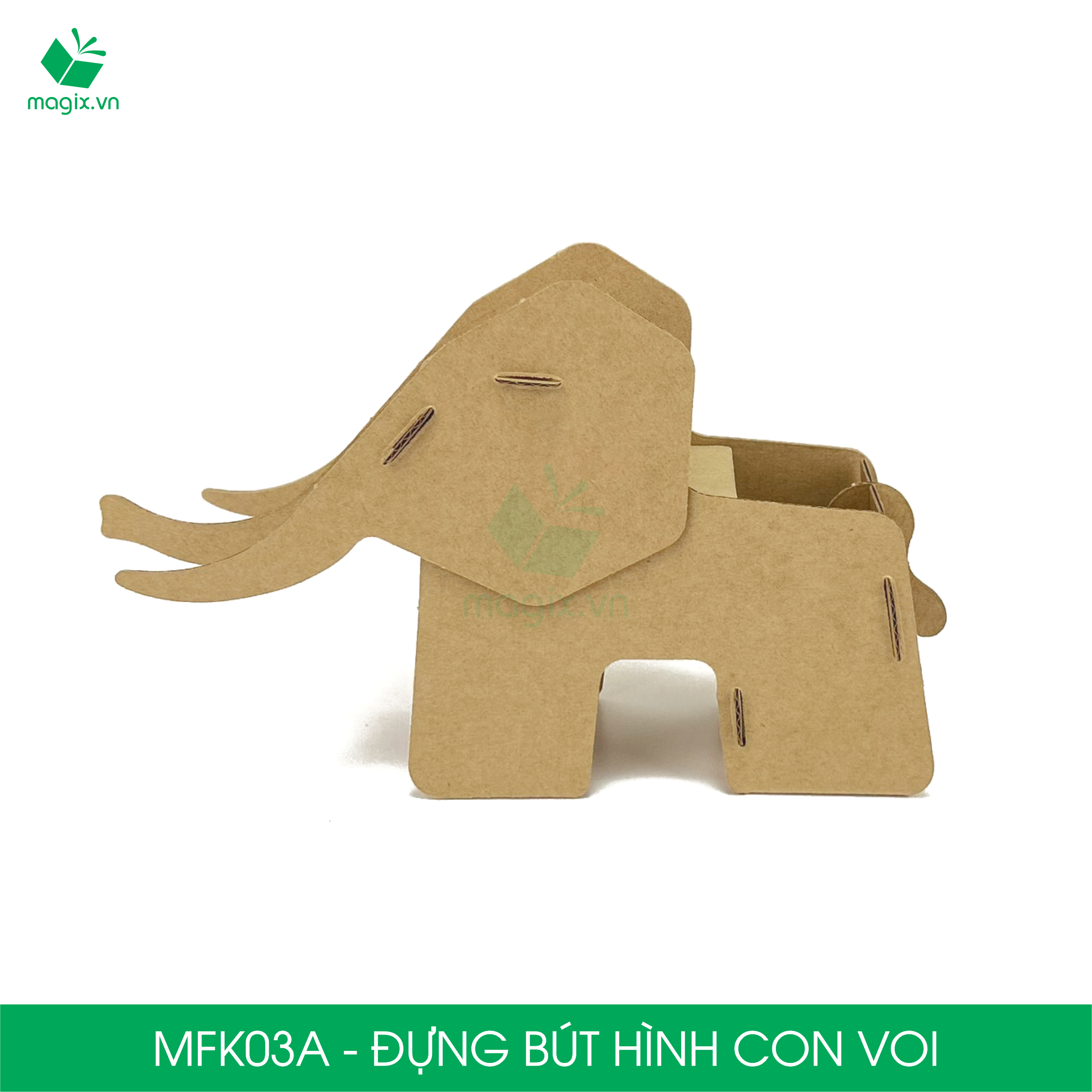 MFK03A - Đựng bút lắp ráp hình con voi, đồ đựng bút hình thú bằng giấy carton siêu cứng