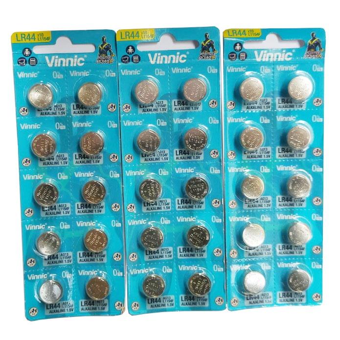 Vỉ 10 Pin cúc áo VINNIC AG13 / L1154 / A76 / 357 / LR44W Chính hãng dùng cho đồng hồ đeo tay, thiết bị điện tử