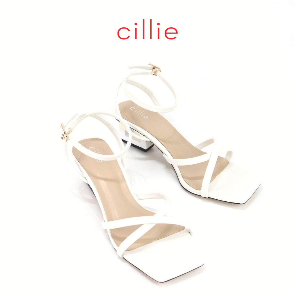 Giày sandal nữ dây chéo mảnh cao 5cm Cillie 1095