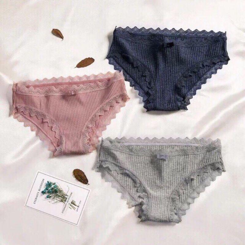 QUẦN LÓT GÂN TĂM KHÁNG KHUẨN VIỀN REN ĐÍNH NƠ SIÊU ĐẸP SIÊU HOT