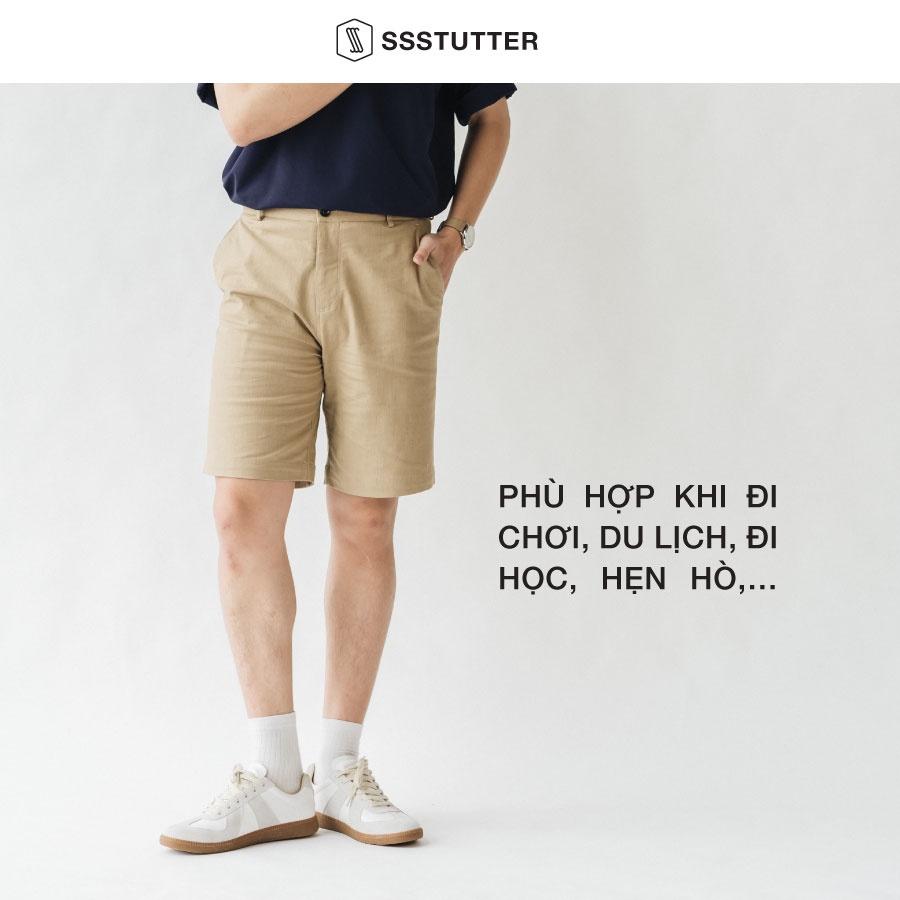 Quần shorts nam SSSTUTTER chất cotton thoáng mát thiết kế năng động thoải mái 3 màu năng động basic khaki shorts