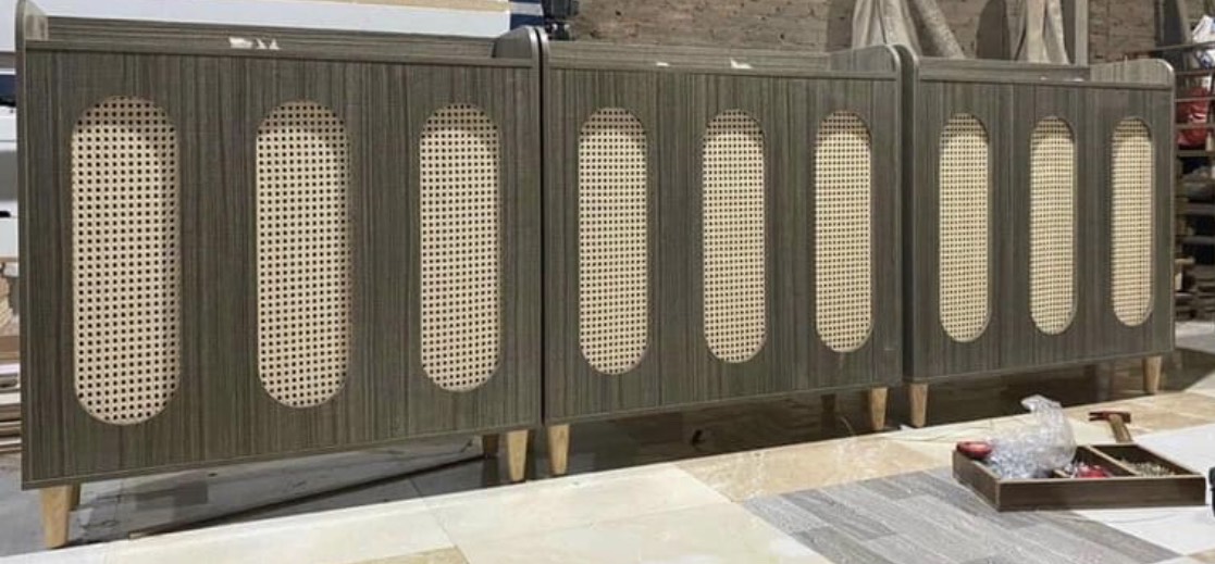 Tủ giày phối mây 3 cánh 1m2 Juno Sofa cửa vòm hiện đại