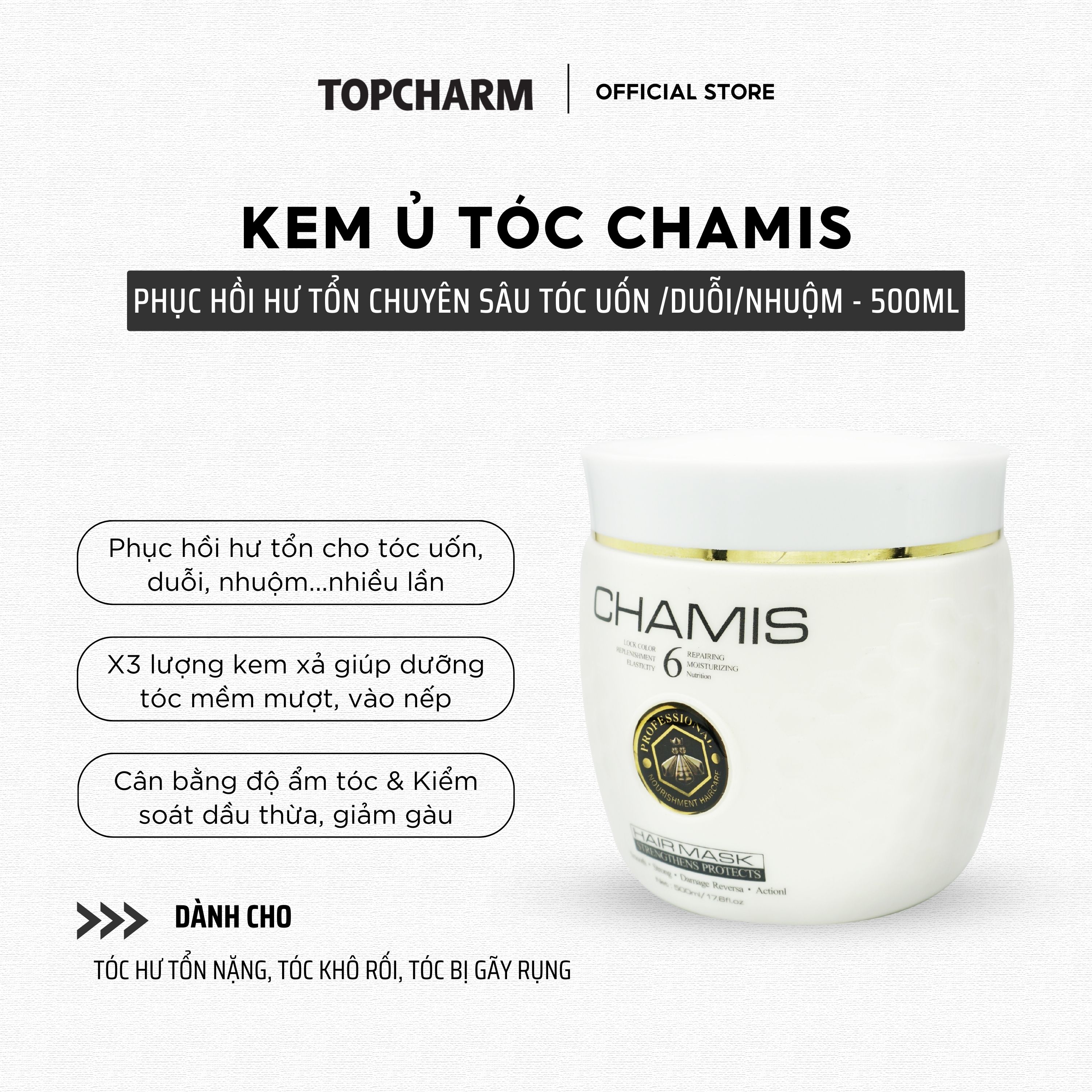 Hấp dầu tóc bóng khỏe mềm mượt CHAMIS