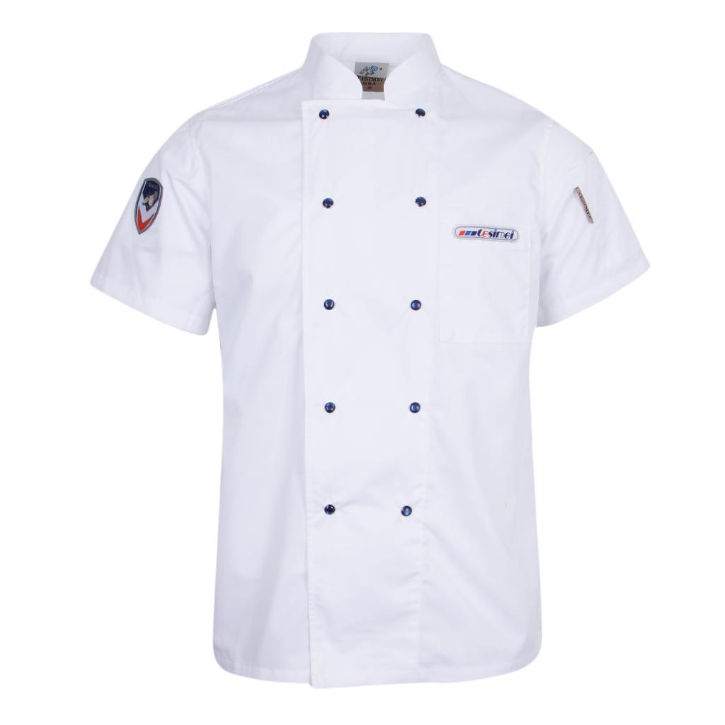 Professional Womens Mens Chef Jacket Coat Uniform Short Sleeve Hotel Kitchen Cook Apparel