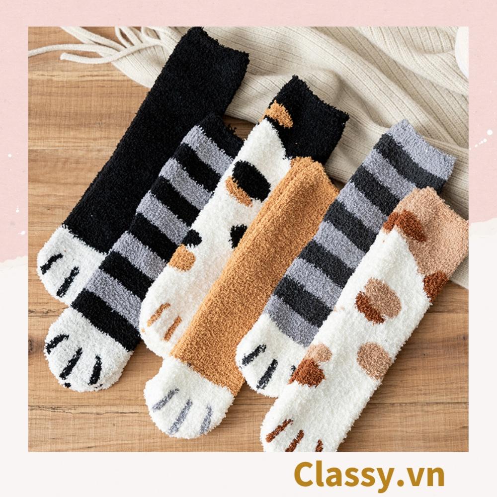 Tất bông cổ cao, vớ bông cổ cao Classy , chất dày dặn siêu ấm siêu êm G1352