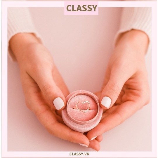 Túi giấy Classy đính nơ cao cấp Classy màu hồng, hộp đựng trang sức nhẫn, dây chuyền bằng nhung Q1348