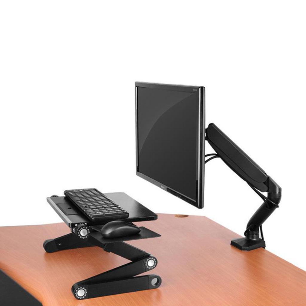 Single LCD Monitor Desk Mount Bracket Holder Fits Screens up to 27" Black