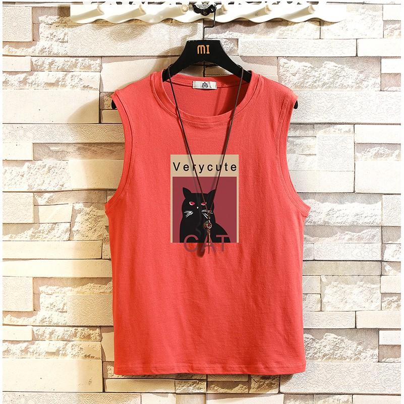 Áo Tanktop Nam Cổ Tròn Phối Họa Tiết Con Mèo In Chữ VERY CUTE Cá Tính Thời Trang Zenkonu TOP NAM 1000166