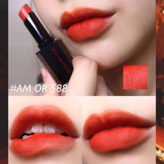 Son Shu Uemura Rouge Unlimited Amplified Matte AM OR 588 Màu Đỏ Cam Cháy (Chất Son Lì Có Dưỡng)