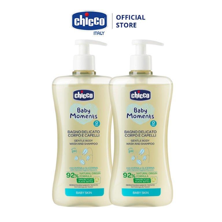 Combo 2 chai Sữa tắm gội chiết xuất Yến mạch 0M+ Chicco 500ml (mới)