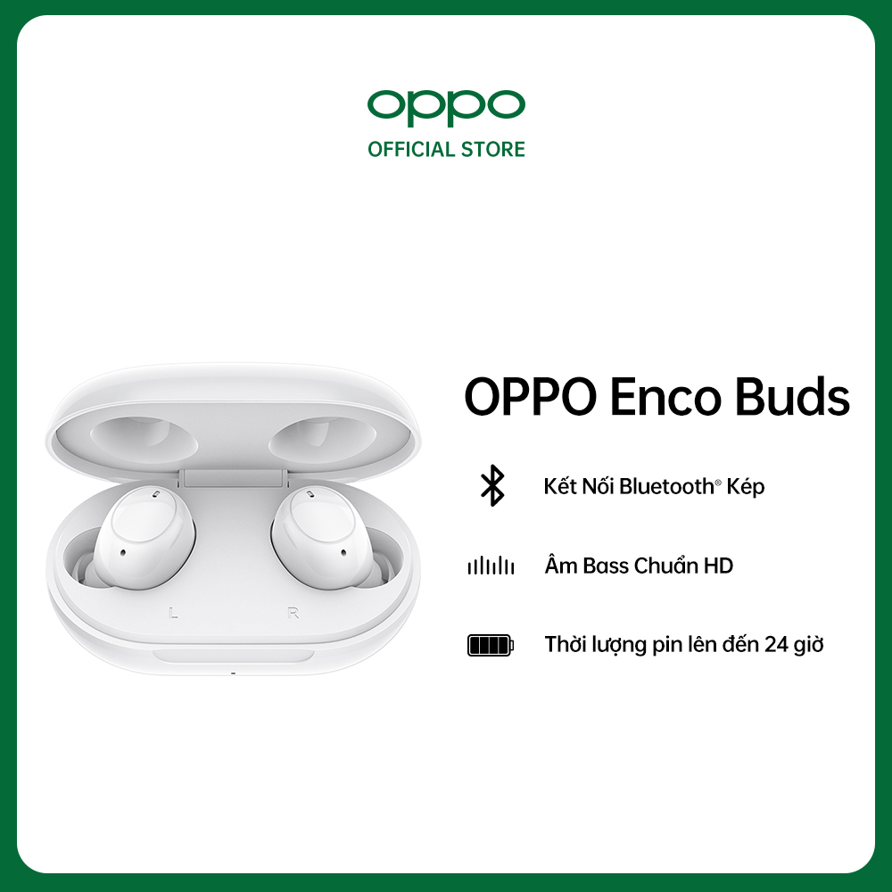 Tai nghe Không Dây True Wireless OPPO Enco Buds | Hàng Chính Hãng - Màu Trắng