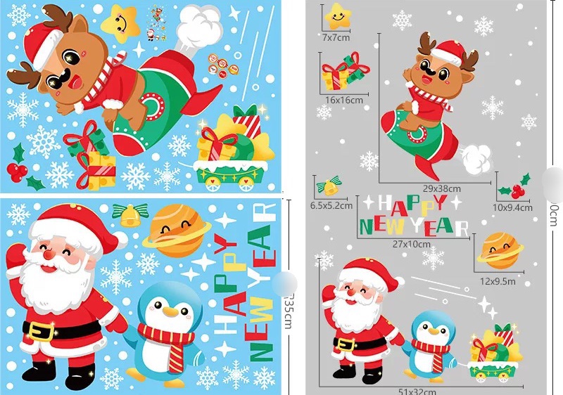 Decal Dán Kính Trang Trí Noel Hít Tĩnh Điện ( ko cần keo ) AMJ054