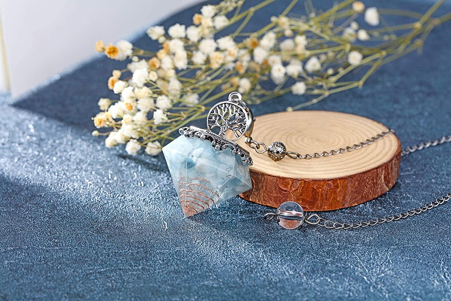 Resin aquamarine pha lê con lắc cho thiền định bói toán