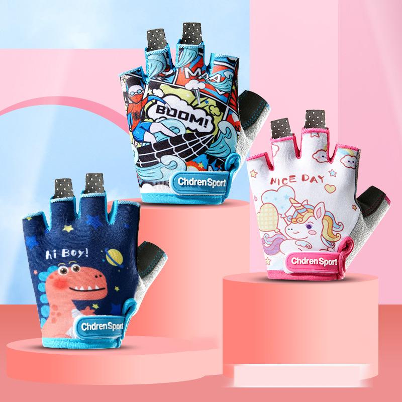 Găng tay không có ngón tay cho trẻ em xe đạp bé trai đi xe đạp chống quần áo trượt trẻ em Color: unicorn Size: L