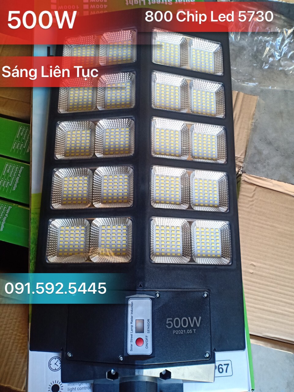 Đèn Năng Lượng Mặt Trời 500w Liền Thể, 800 Chip Led, Sáng Liên Tục. Đủ Công Suất