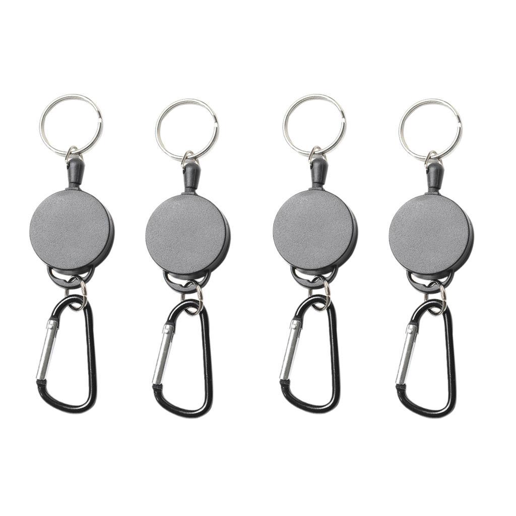 4pcs Retractable ID Badge Holder, Heavy Duty Carabiner Key Chain Keychain with Belt Clip and 25.5 inch Wire Extension, Keys Organizer