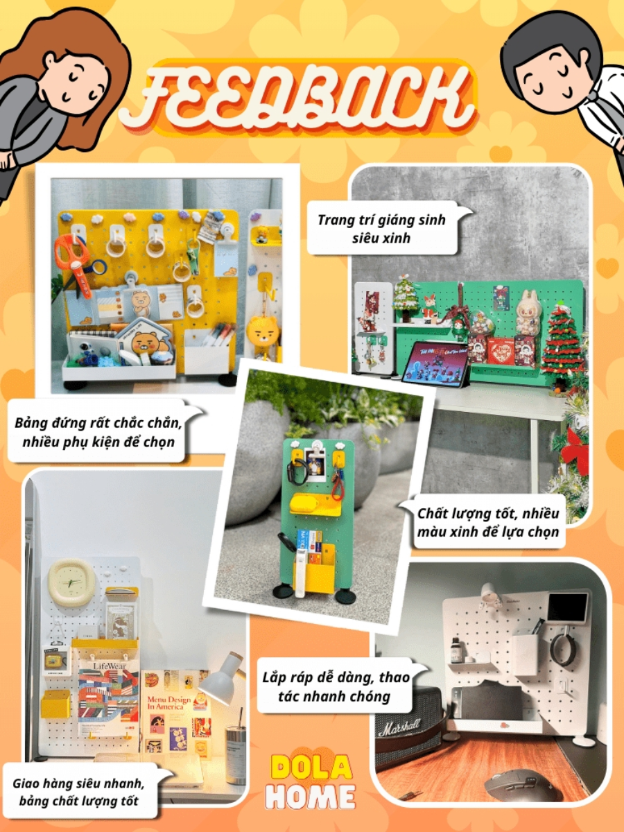 Bảng lỗ Pegboard Dola Home cao cấp dạng chân đứng để bàn để dụng cụ làm việc, tai nghe, mô hình, bàn phím, laptop