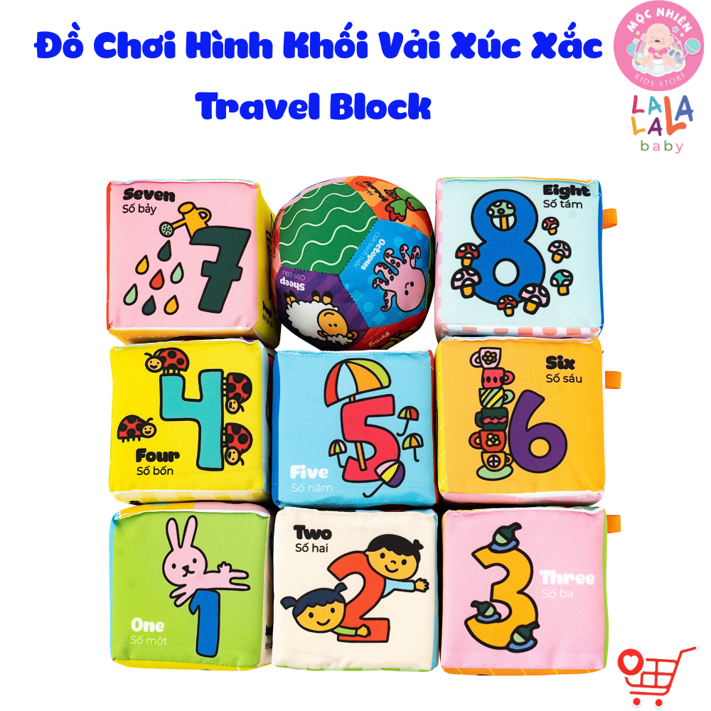 Đồ Chơi Hình Khối Vải Xúc Xắc Vui Nhộn Travel Block 9 pcs - Lalala Baby