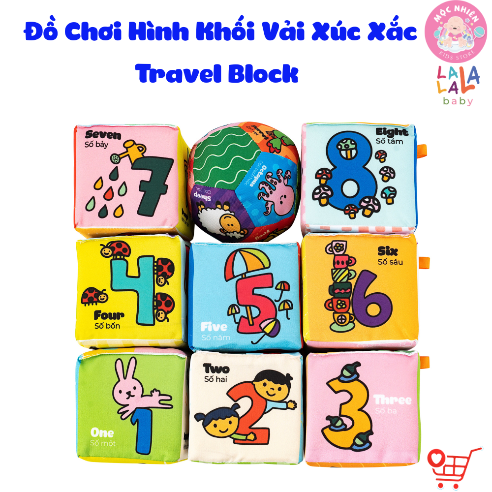 Đồ Chơi Hình Khối Vải Xúc Xắc Vui Nhộn Travel Block 9 pcs (0-2 tuổi) - Lalala Baby