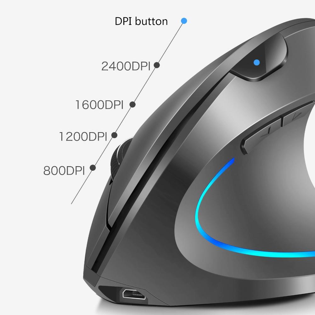 H1 Công Thái Dọc Chuột 2.4G USB Không Dây Có Thể Điều Chỉnh 2400DPI Chuột Chơi Game Chuột Máy Tính Với Đèn RGB Cho Gia Đình máy Tính Văn Phòng