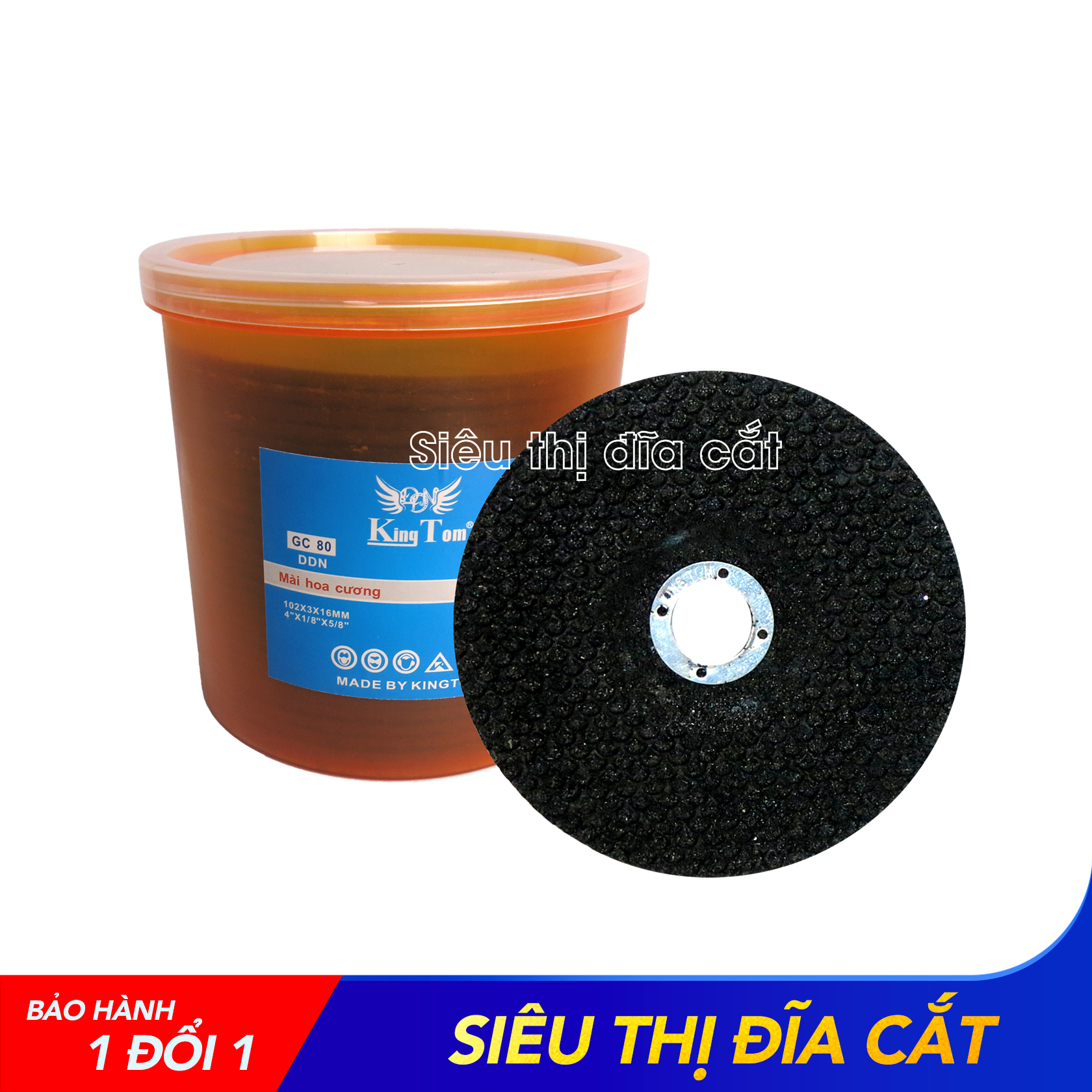 Phíp Mài Hoa Cương KingTom - Số 80 - Hộp 25 Viên - Mài Sắc Bén - Êm Tay