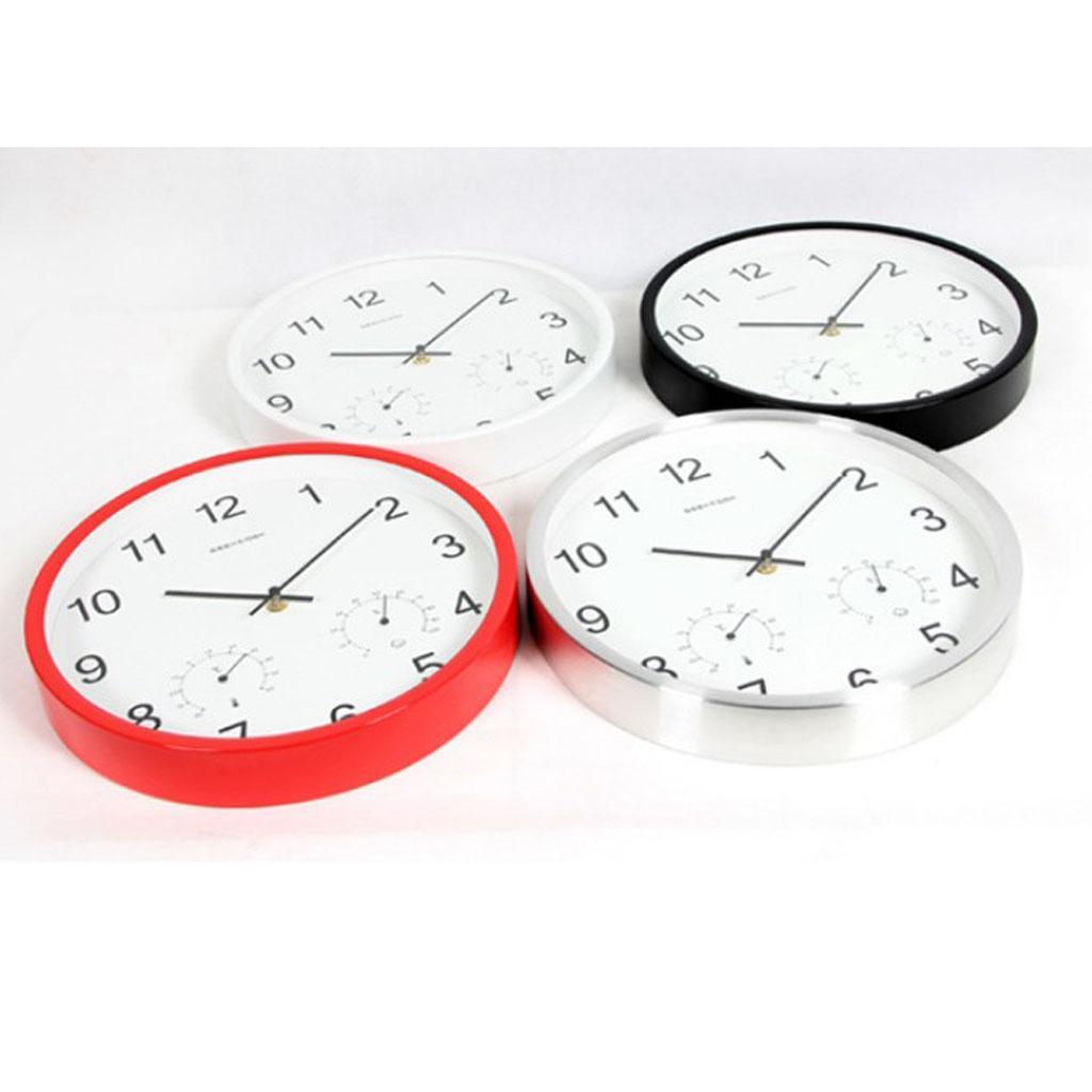 Minimalist Non-Ticking Quartz Wall Clock Thermometer Hygrometer