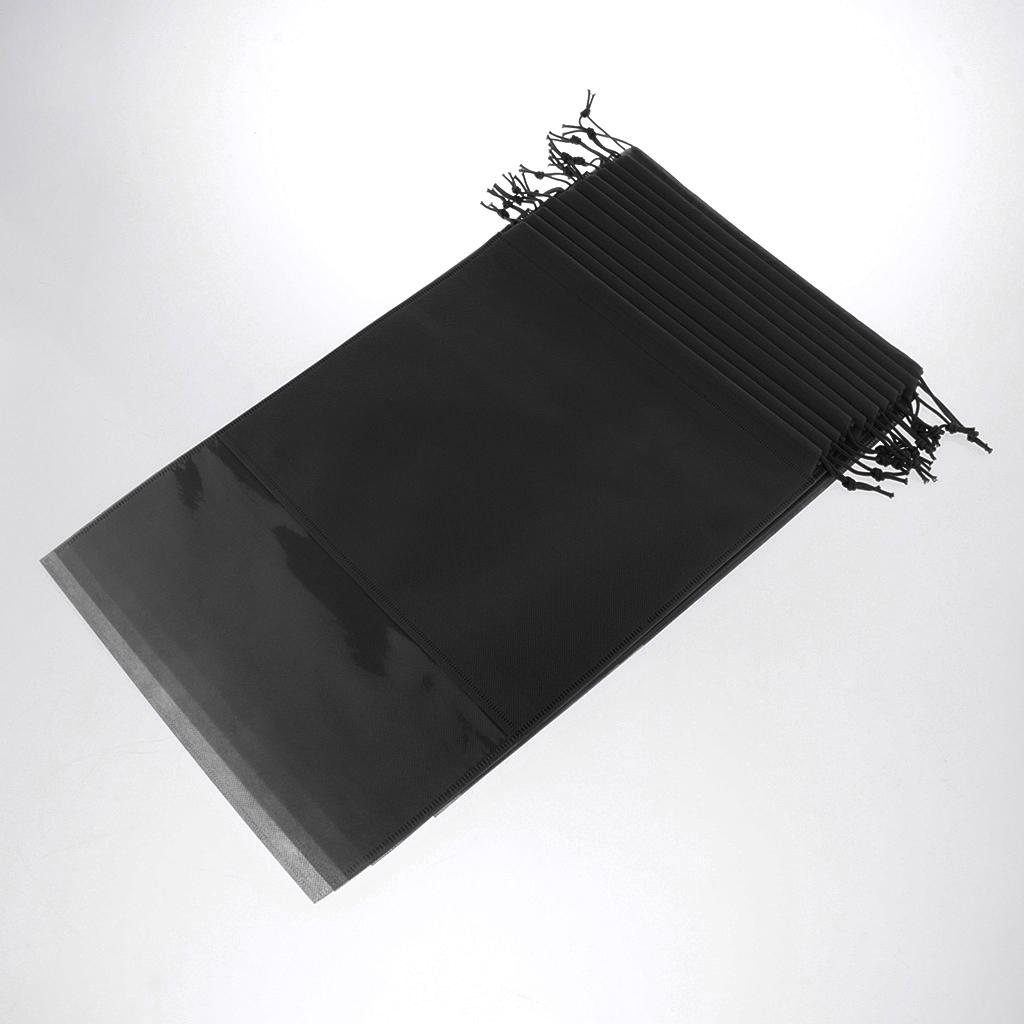 2X 12 Portable Drawstring Pouch Travel Storage Clothes Luggage Shoe Bag Black