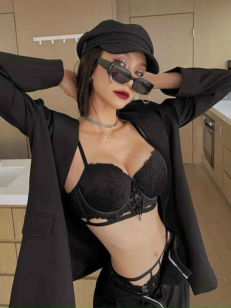 Bộ Đồ Lót Nâng Ngực Ôm Form Tạo Khe Đệm Đẩy 3cm Sexy Ren, Lót Vải Mềm Cao Cấp