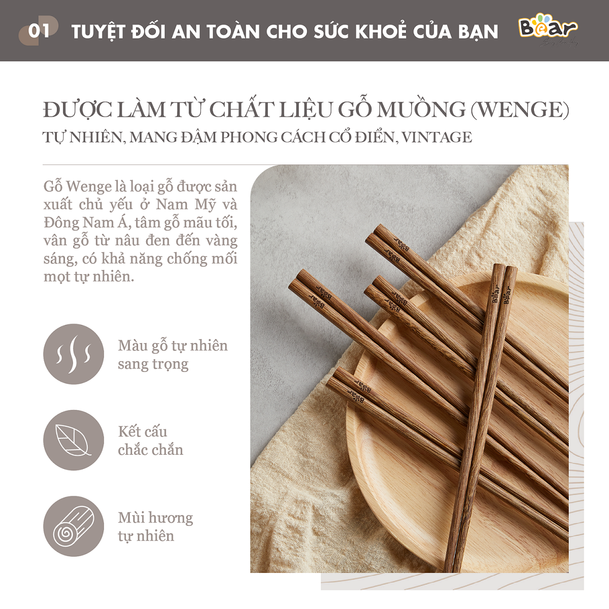 Đũa Bear cao cấp, chất liệu an toàn CX-E0103