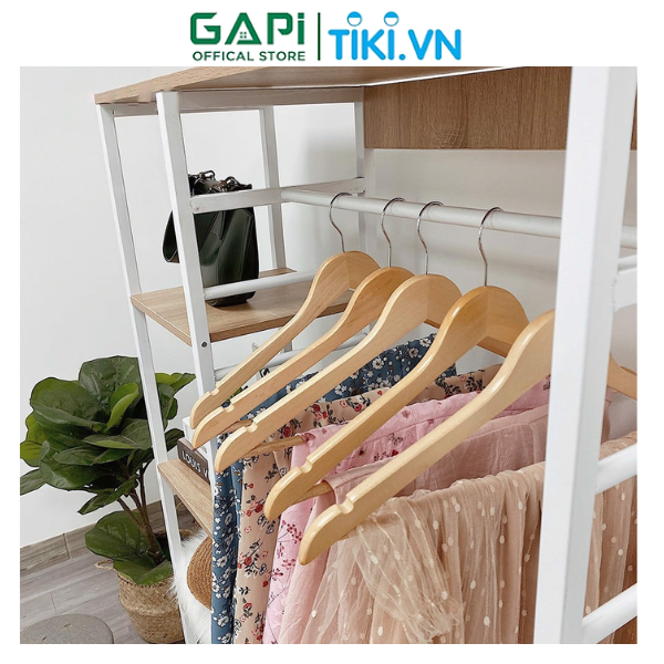 Kệ treo quần áo L Hanger phong cách Hàn Quốc, kệ treo quần áo khung sắt chắc chắn, mặt gỗ MDF phủ melamine chống ẩm, chịu lực tốt thương hiệu GAPI - GM08